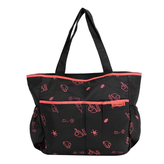 Bolsa Maternidade Jacki Design Mama & Me Feminina - Preto+Laranja