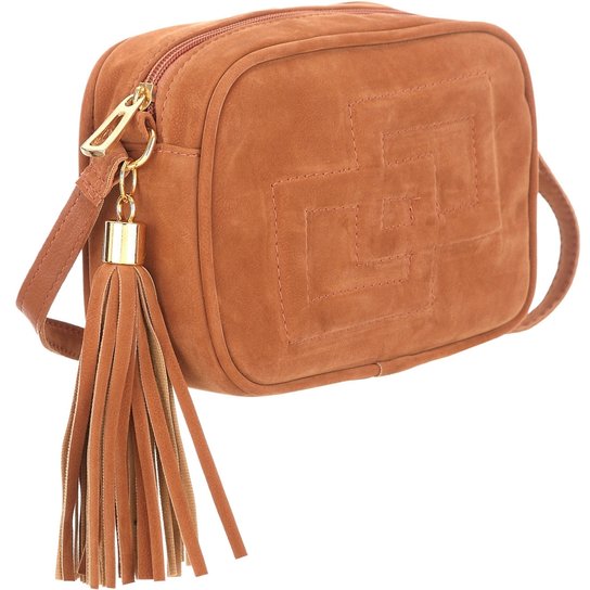 Bolsa Me Visto Em Nobuck Camurça - Caramelo