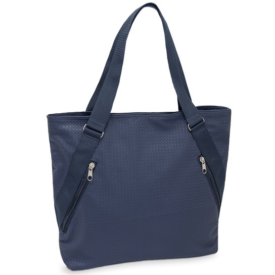 Bolsa Pasta Tote Bag LS Bolsas com alças de ombro e bolsos frontais - Azul