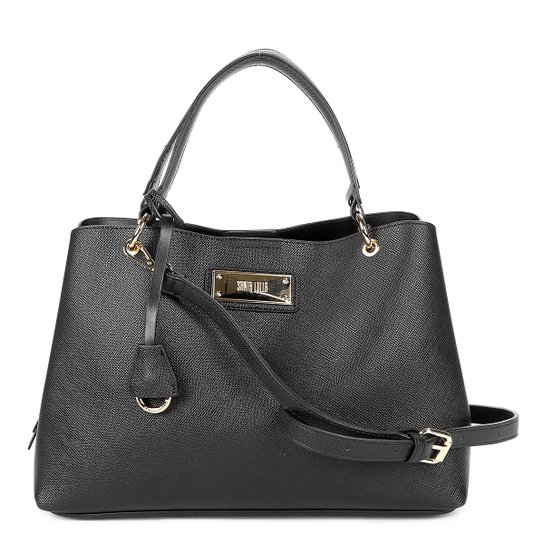 Bolsa Santa Lolla Handbag Placa Alça Fivela Chaveiro Feminina - Preto
