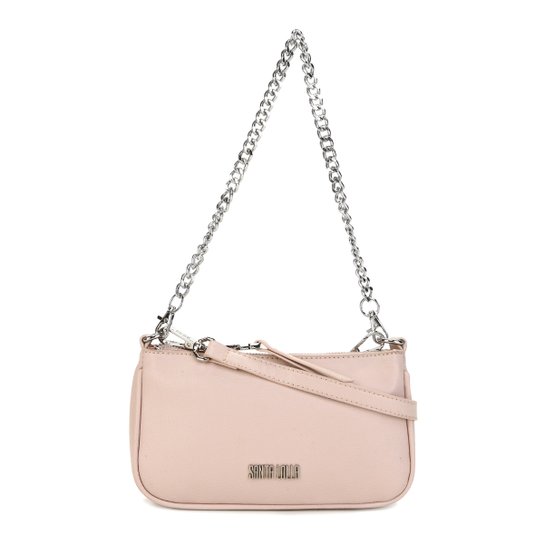 Bolsa Santa Lolla Mini Bag Caviar Alça Corrente Feminina - Rosê
