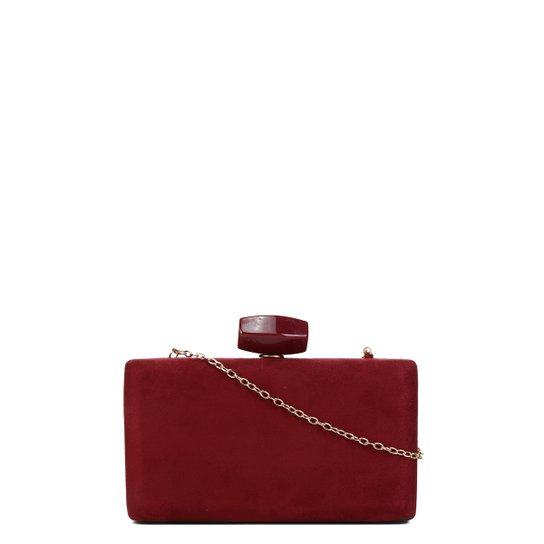 Bolsa Shoestock Clutch Evening Veludo Feminina - Vinho