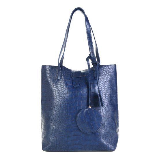 Bolsa Shoestock Shopper Notebook Croco Feminina - Marinho