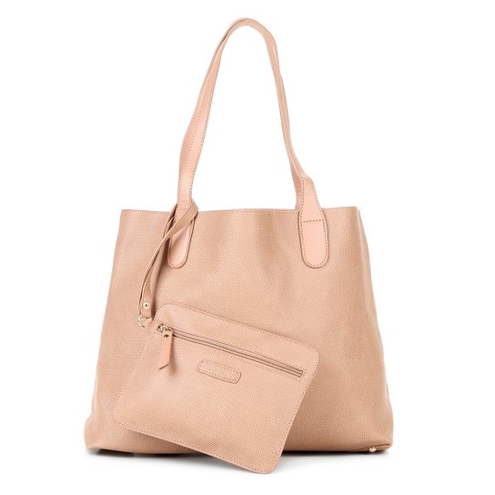 Bolsa Shoestock Shopper Textura Feminina - Bege