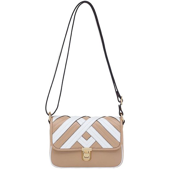 Bolsa Smartbag Couro Recortes - Bege