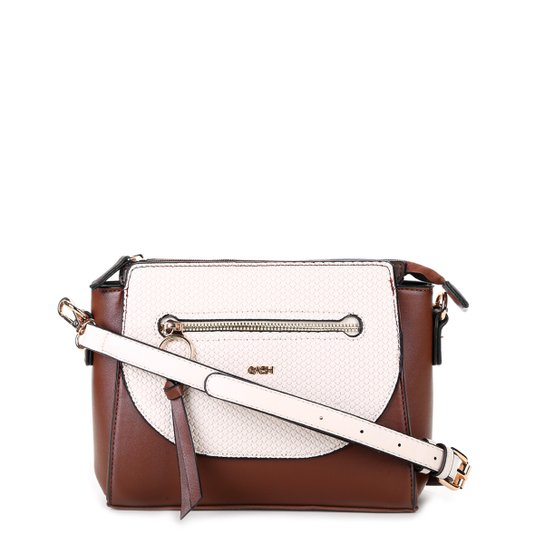 Bolsa Transversal Luxcel Bicolor Feminina - Marrom