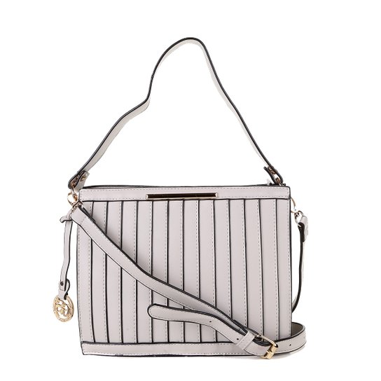 Bolsa Tranversal Luxcel Plissada Feminina - Cinza