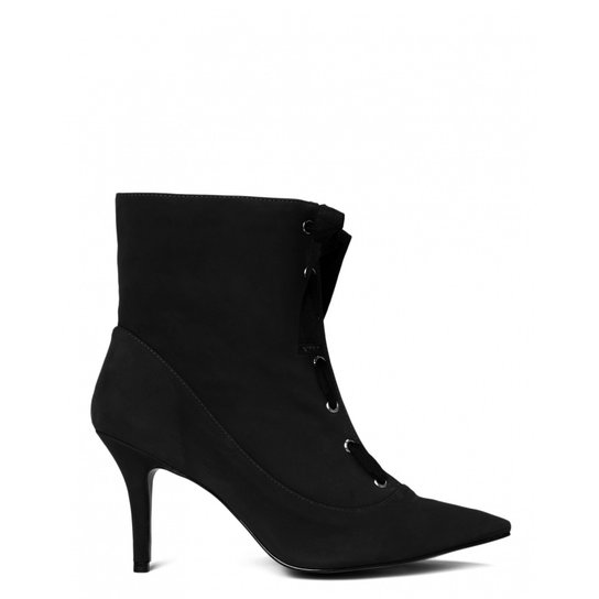 Bota Amaro Cano Curto Amarração Feminina - Preto