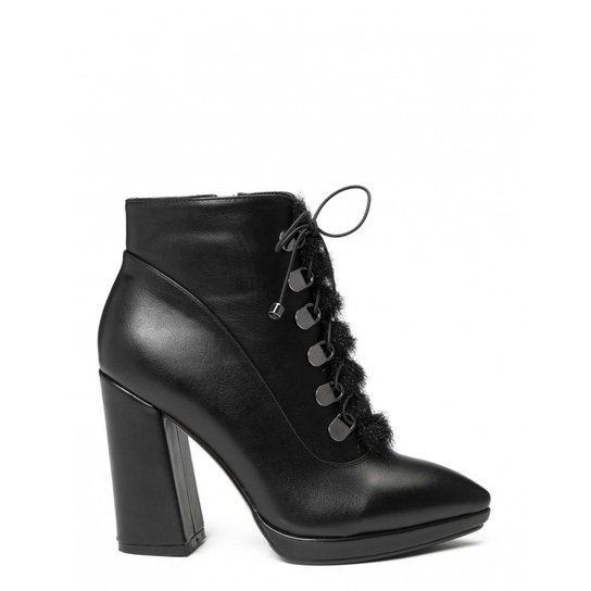 Bota Amaro Cano Curto Fake Fur Meia Pata Feminina - Preto