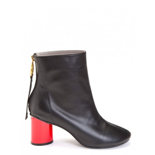 Bota Amaro Couro Salto Color Feminina - Preto