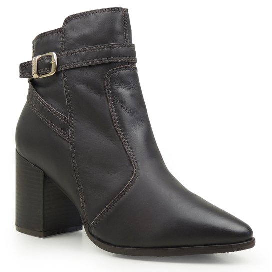 Bota Bico Fino Forrada em lã Feminina - Café