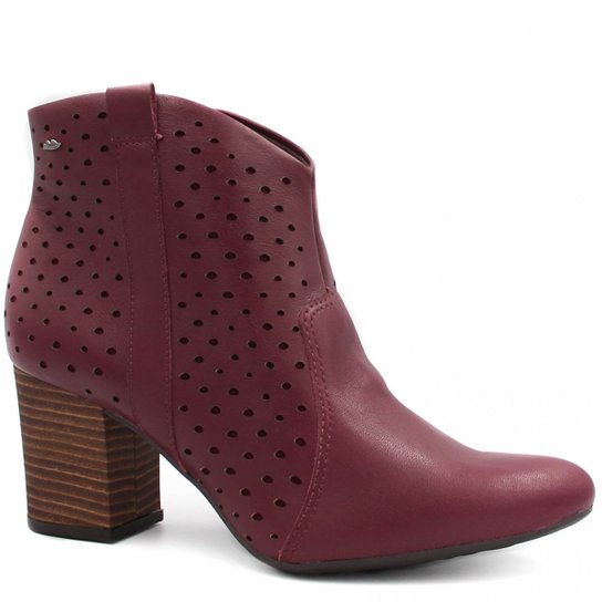 Bota Cano Curto Dakota Ankle Boot Zíper Feminina - Vermelho
