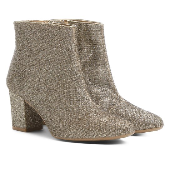 Bota Cano Curto Dakota Salto Grosso Lurex Feminina - Dourado