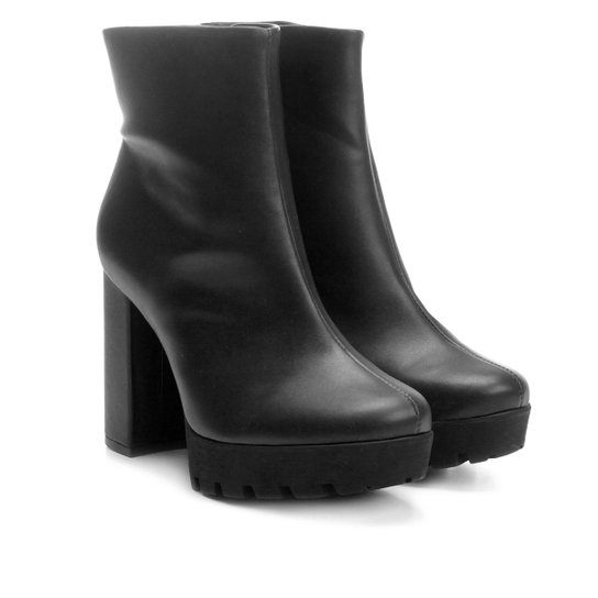 Bota Cano Curto Mixage Tratorada Feminina - Preto
