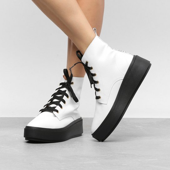 Bota Cano Curto Petite Jolie Glim Feminina - Branco