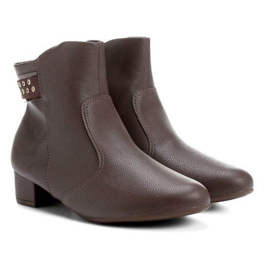 Bota Cano Curto Piccadilly Hot Fix Feminina - Café