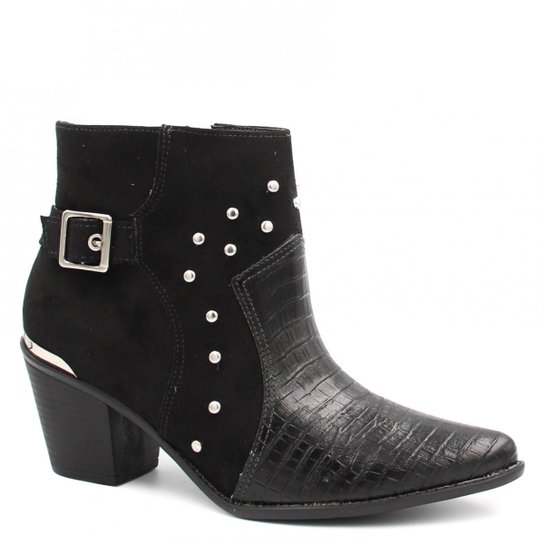 Bota Cano Curto Via Marte Ankle Boot Zíper Feminino - Preto