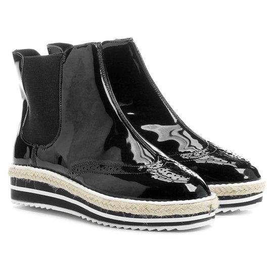 Bota Cano Curto Vizzano Flatform Feminina - Preto