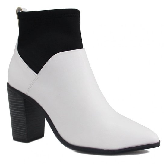 Bota Cecconello Ankle Boot Salto Feminina - Branco