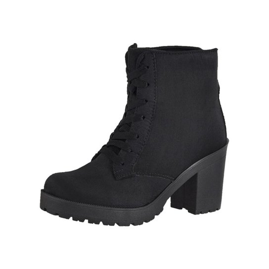 Bota Coturno CR Shoes Camurça Feminina - Preto