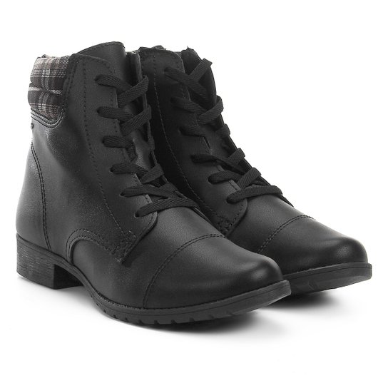 Bota Coturno Dakota Detalhe Xadrez Feminina - Preto