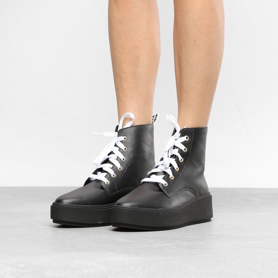 Bota Coturno Petite Jolie Glim Feminina - Preto
