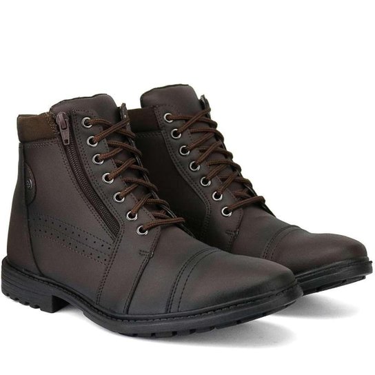 Bota Coturno Zíper SapatoFran Perfuros Masculino - Marrom