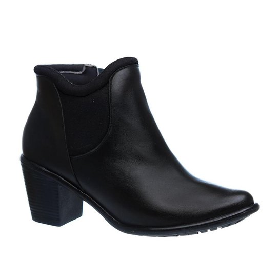 Bota Couro 7711 Jade Doctor Shoes Feminina - Preto
