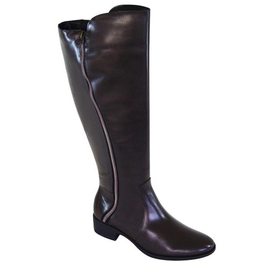 Bota Couro Amyah Montaria Feminino - Café