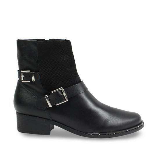 Bota Couro Cano Baixo Bottero Feminino - Preto