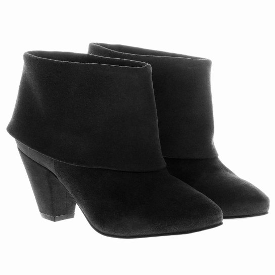 Bota Couro Cano Curto Dumond Lapela Feminina - Preto