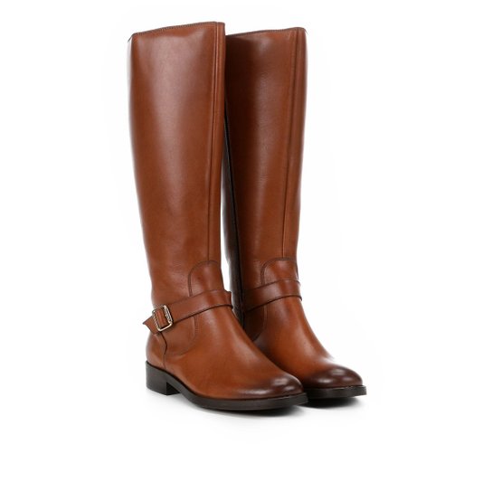 Bota Couro Cano Curto Shoestock Montaria Feminina - Caramelo
