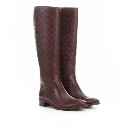 Bota Couro Capodarte Montaria Monograma Feminina - Café