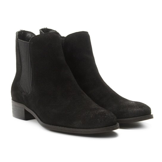 Bota Couro Chelsea Shoestock Nobuck Feminina - Preto