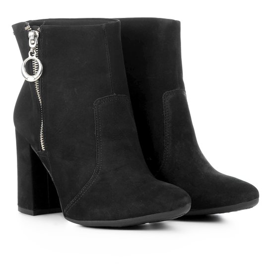 Bota Couro Dakota Zíper Lateral Salto Alto Feminina - Preto
