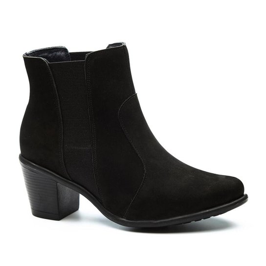 Bota Couro Doctor Shoes 7710 Cano Curto Feminina - Preto