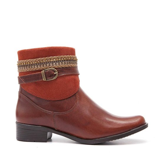 Bota Couro Elite Country Cano Curto Blum Feminina - Marrom
