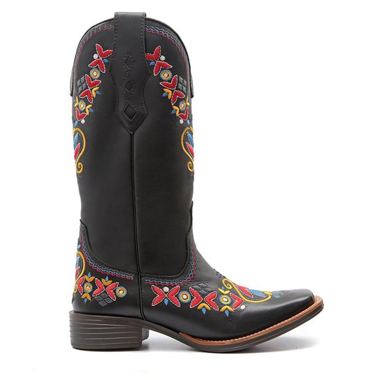 Bota Elite Country Odessa Bordada Feminina - Preto