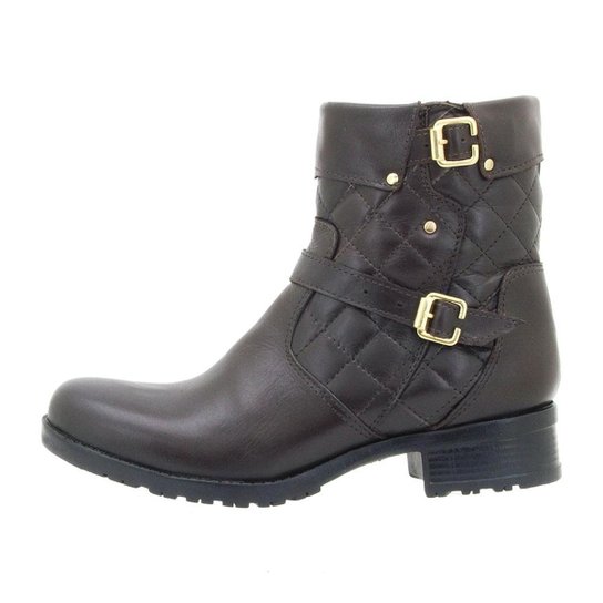 Bota Flex Cano Baixo Couro Feminina - Café