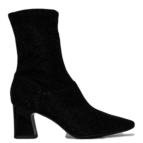Bota Liszy Lurex Salto Bloco Feminina - Preto