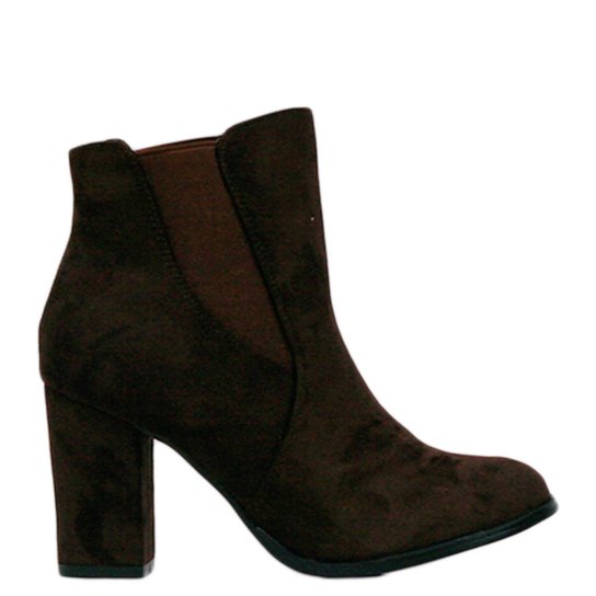 Bota Liszy Nobuck Salto Bloco Feminina - Marrom