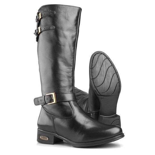 Bota Montaria em Couro Capelli Boots Feminina - Preto