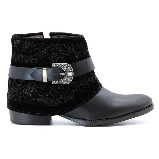 Bota Royalz Cano Curto Vira Nobuck Vintage Feminina - Preto