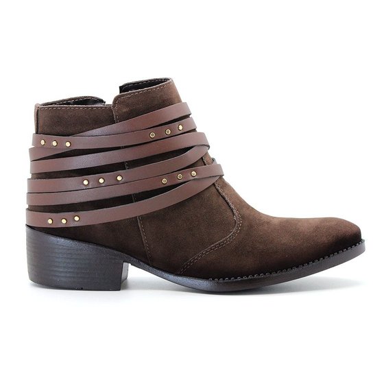Bota Royalz Nobuck Cano Curto Coachella Feminina - Marrom