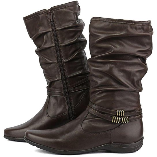 Bota Sapato Fran Coturno Cano Baixo Feminina - Marrom