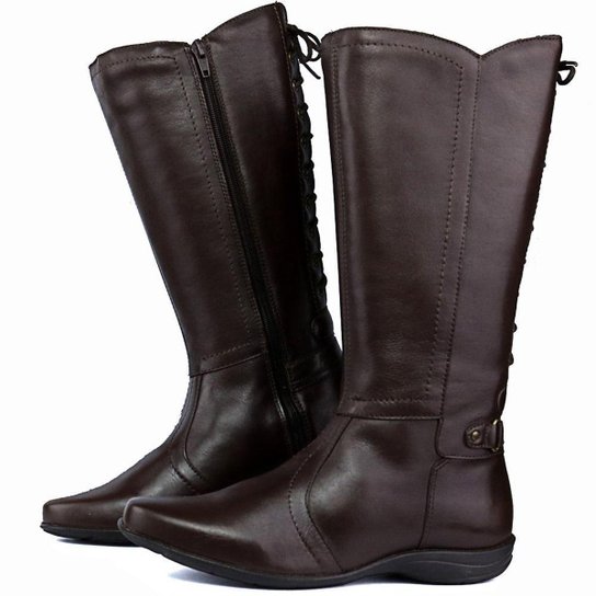 Bota Sapato Fran Coturno Cano Baixo Feminina - Marrom