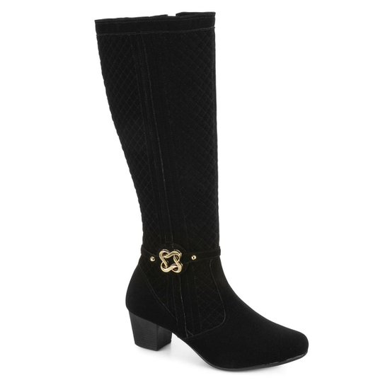 Bota Sense Ana Flex Cano Alto Feminina - Preto