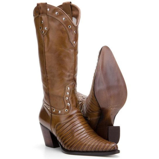 Bota Texana Couro Country Capelli Boots Feminina - Marrom