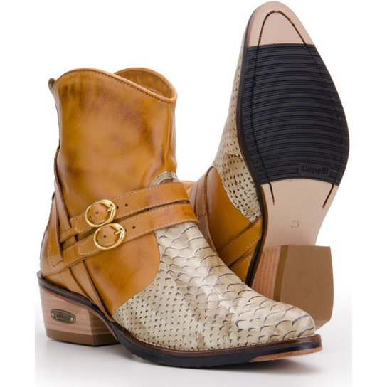 Bota Texana em Couro Capelli Boots Feminina - Marrom Claro