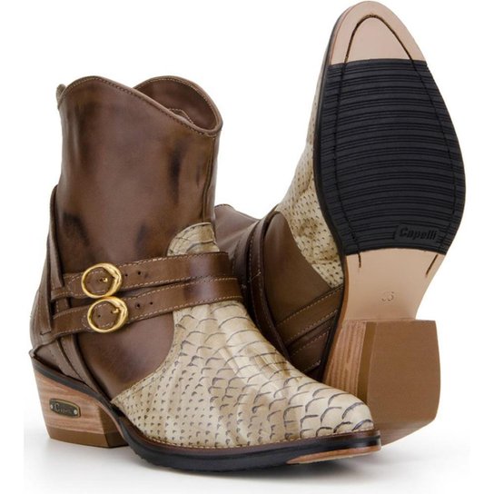 Bota Texana em Couro Capelli Boots Feminina - Marrom